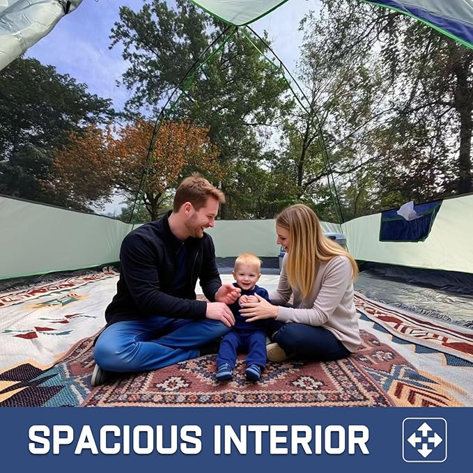 Happy Travel Camping Tent, 4 Person Dome Tents for Camping with Rainfly, Waterproof Clip Easy Setup Portable Family Tent with Mesh Windows, 20% More Headroom Backpacking Tents for Camping & Hiking