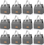 VZZNN 12 Pack Lunch Bags Bulk,Insulated Reusable Lunch Bags with Aluminum for Women Men,Leakproof Tote Large Lunch Box for Office,Work,Beach or Travel(Grey)