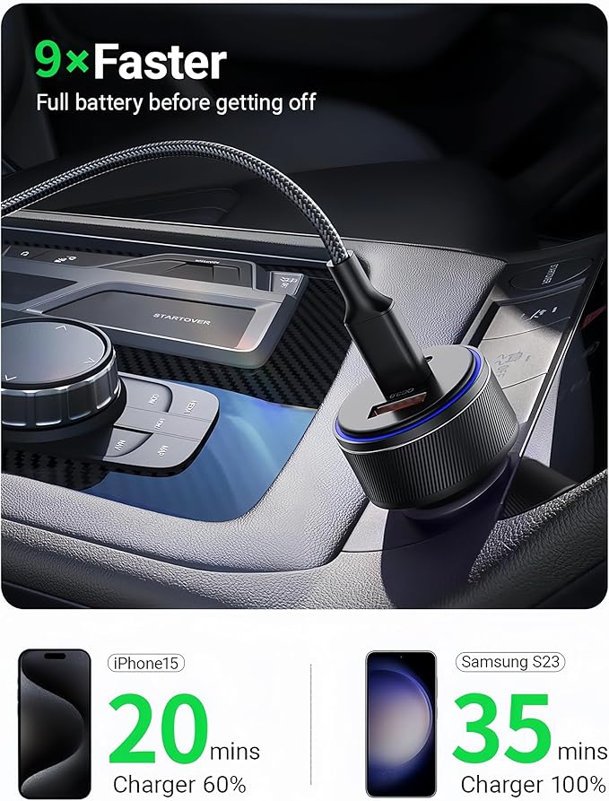 Car Charger for iPhone 17/17 Pro Max USB C Fast Charger,2Pack 90W 3-Port Charger Adapter for iPhone 16/16 Plus/16 Pro/16 Pro Max/15/14/Pro Max/AirPods4/ iPad Pro/Mini, (USB C to C Cable)