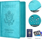 Passport and Vaccine Card Holder Combo with Vaccine Card Slot, Passport Wallet, Passport Cover/ Case for Women and Men(AK-turquoise)