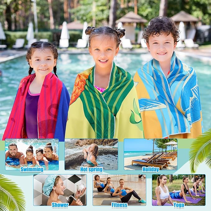 12 Pcs Oversized Microfiber Beach Towels Set 30 x 60 Extra Large Fiber Swim Pool Towel Absorbent Bath Blanket for Travel Vacation Accessories Gift Spa Soft Lightweight (Summer)