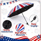 6 Pcs Patriotic American Umbrellas Red White Blue 4th of July Umbrellas with 8-Rib and Black Coating, Windproof
