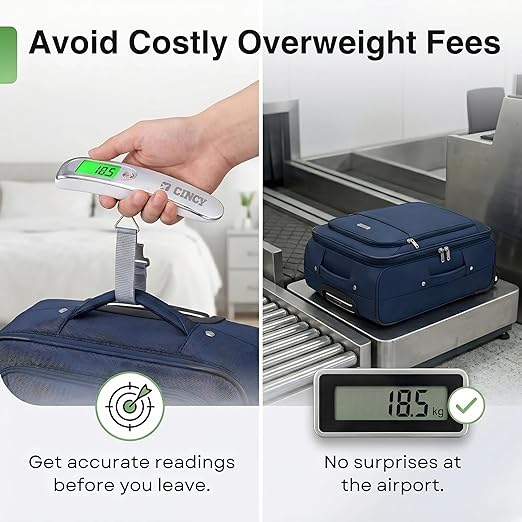 CINCY Digital Luggage Scale 110lb/50kg – High-Accuracy Travel Luggage Weight Scale with Backlit LCD, Auto-Lock, 4 Units & Durable Strap – Portable Suitcase Scale for Travel & Baggage Fee Prevention