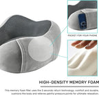 urnexttour Neck Pillow Airplane-2 Pack Memory Foam Travel Pillow, Soft Support Travel Neck Pillow for Travelling, Sleeping Rest, Car, Train and Home Use (Black&Grey)