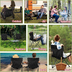 HaSteeL Folding Camping Chair Set of 3, Foldable Black Camp Chairs & Grey Table, Large Lawn Chair Portable for Adults Hiking, Fishing, Picnic, Outdoor BBQ, Travel, Sports, Cup Holders & Storage Bags