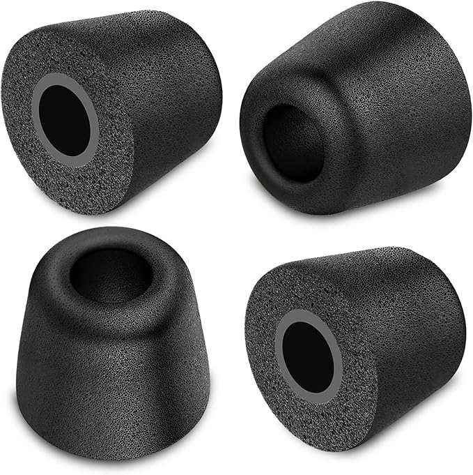 [6 Pairs] Earphone Tips New bee 12pcs Replacement Earbud Tips Blocking Out Ambient Noise Memory Foam Earbuds Inner 4.9mm for in-Ear Headphones with 5mm-7mm Tips (Black, S/M/L)