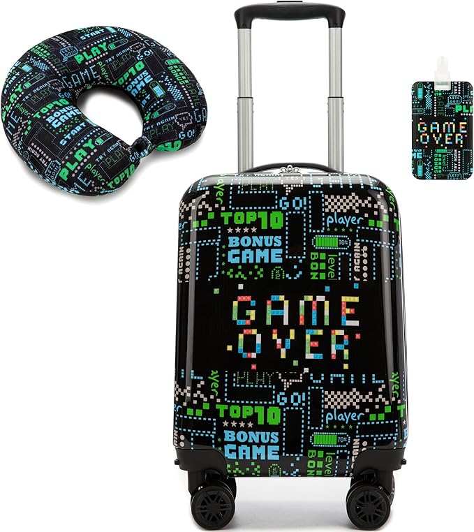 Kid’s Luggage Set 2 Piece Suitcase Set 16’’ Hardside Luggage with Spinner Wheels Girls Boys Carry on Toddler Luggage Travel Rolling Luggage Carry on Luggage Airline Approved