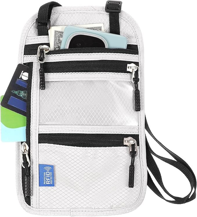 Neck Pouch, Waterproof RFID-Blocking Neck Wallet for Traveling Men, Passport Pouch for Travel, Passport Holder With Strap Ideal for Travelers Men and Women