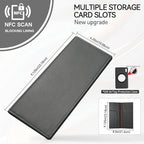 RFID Blocking Leather Passport Holder with AirTag Holder, Travel Wallet with Card Slots, Long Passport Cover for Men & Women (Gray)