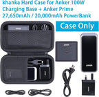 khanka Hard Travel Case Replacement for Anker 100W Charging Base + Anker Prime 27,650mAh 250W / 20,000mAh 200W PowerBank(Case Only).