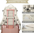 WONHOX Large Travel Backpack Women, Carry On Backpack,Hiking Backpack Waterproof Outdoor Sports Rucksack Casual Daypack with USB Charging Port Shoes Compartment,Beige