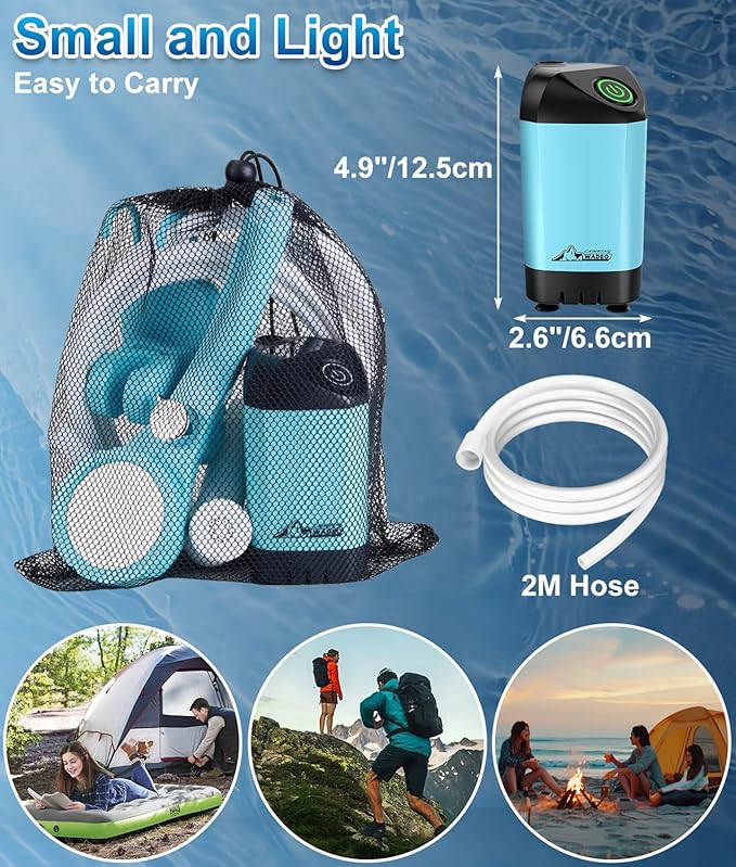 WADEO Portable Shower for Camping, Outdoor Electric Shower Rechargeable Pump with Intelligent Digital Display, Camping Shower Head Nozzle for Camping, Hiking, Traveling, Washing