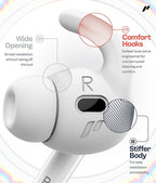 Proof Labs 4 Pairs for AirPods Pro 2 Ear Hooks Covers [Added Storage Pouch] Anti Slip Ear Tips Accessories Compatible with Apple AirPods Pro 2nd Generation (White)