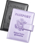 Herain Passport Holder for Travel Essentials, 2 Pcs Passport Cover Wallet Case Travel Gifts Women Men Family, RFID Passports Book Card Holders Travels Cruise Accessories Must Haves