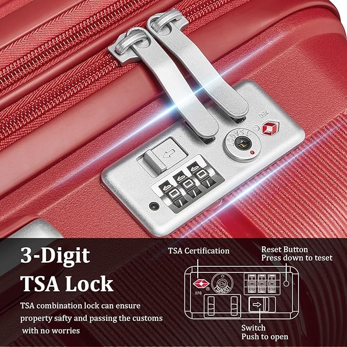 4 Piece Luggage Set, Hardside Expandable Lightweight Suitcase with 360° Mute Spinner Wheels Luggage Sets, TSA Lock, 14/20/24/28 Inch Travel Luggage for Men, Women and Girls (Wine Red 2)
