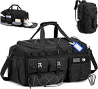 Gym Bags for Men with Shoe Compartment 60L Tactical Duffle Bag 3 in 1 Carry on Duffel Bag Travel Backpack Weekender Overnight Range Bag for Workout Football, Black