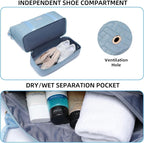 Duffle Bag for Travel, Weekender Bag with Shoe Compartment, Carry On Overnight Bag for Women with Toiletry Bag, Gym Bag with Wet Pocket, Hospital Bags for Labor and Delivery Beige