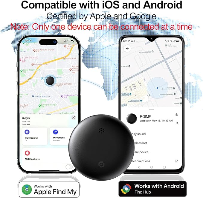 GPS Tracker for Vehicles No Subscription, Car Tracker Tag for Android & iOS, Bluetooth Tracker Device Compatible with Apple Find My & Google's Find Hub for Key, Luggage Wallet Kid Pet (2-Pack)