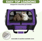 GAPZER Per Carrier for Cat 18x11x11 Inch FAA Complaint, Kitten Taxi Top Load Soft Cloth Bag, Small Animal Portable in Cabin Crate Shih Tzu Dog Kennel Carry Case, 4-Sided-Ventilated Kitty Purse Purple