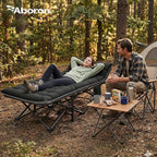ABORON Camping Cot for Adult 28" Extra Wide, Heavy-Duty 1200D Oxford Cot for Sleeping, Portable Folding Camp Bed with Mat & Carry Bag