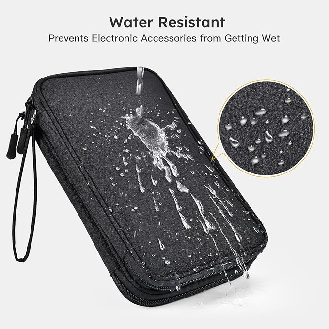 CAAORDKSO Electronics Travel Organizer, Electronic Accessories Carry Case Waterproof Double Layers Storage Bag Travel Essentials for Cord, Cable, Charger, USB, Power Bank, Earphone (Black, X-Large)
