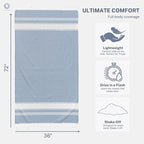 Cotton Turkish Beach Towel with Towels Oversized 36"x72" Pool Absorbent Extra Large Quick Dry Sand Travel Towel (Sky Blue, 4 Pack)