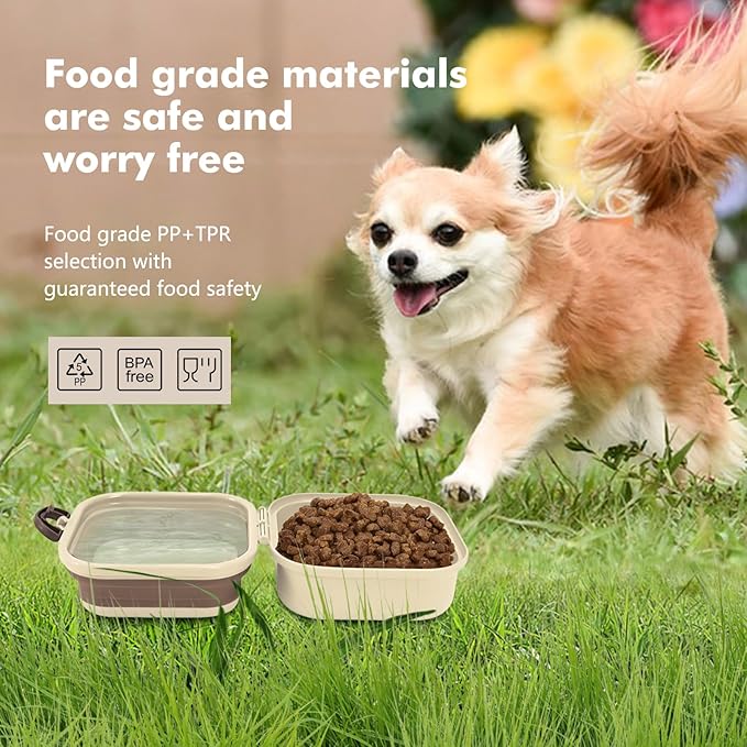 Collapsible Dog Bowls, Travel Food and Water Double Bowl for Cats & Dogs, 2-in-1 Portable BPA-Free Feeding Solution, Perfect for Traveling, Camping & Walking (S/ 60oz)