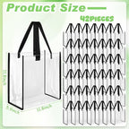 Eccliy 30 Pack 12x12x6 Inch Clear Tote Bag Stadium Approved Bulk Plastic Beach Tote Gift Bag with Handle for Gym Sports | 30 Pack, 12x12x6 Inch, Stadium Approved, Bulk, with Handle, Tote Gift Bag