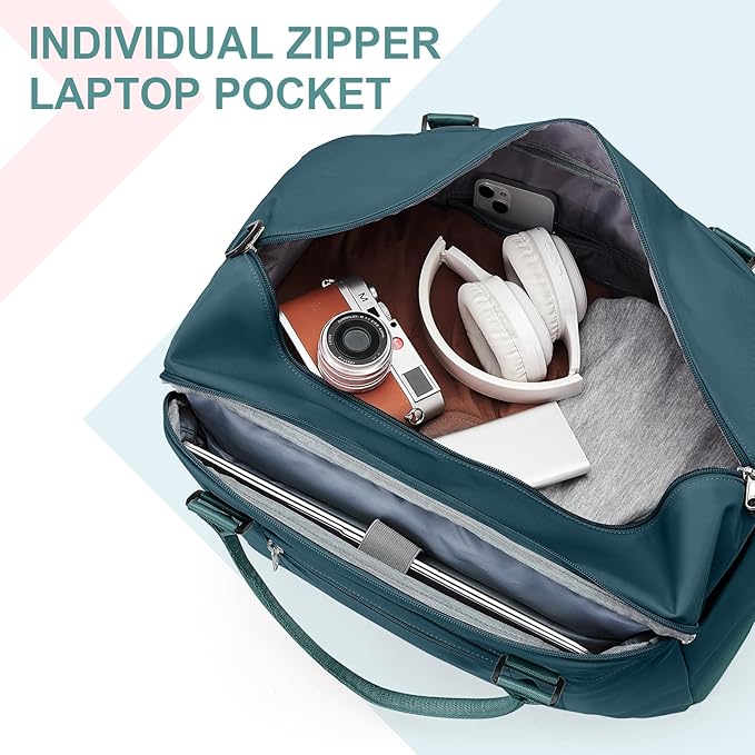 HYC00 Travel Duffel Bag,Carry-on Overnight Weekender Bags for Women,Sports Tote Gym Bag with Wet Pocket