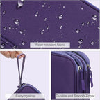 FYY Electronic Organizer, Travel Cable Organizer Bag Pouch Electronic Accessories Carry Case Portable Waterproof Double Layers Storage Bag for Cable, Charger, Phone, Earphone, Medium Size, Purple