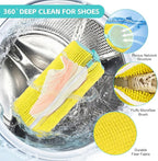 Shoe Washing Machine Bag 4pcs Reusable Sneaker Washing Bag with Built-in Fluffy Brushes for 360° All-Around Cleaning. Laundry Shoe Bag is Designed for Washer and Dryer （Yellow 4pcs）