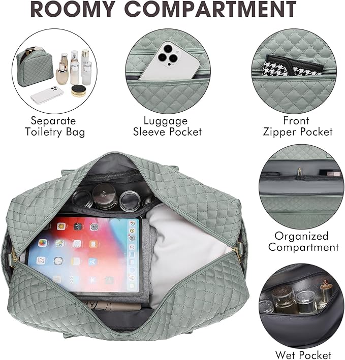 Large Women Travel Duffle Bag - Carry on Overnight Bag Weekend Travel Duffel Tote Bag Yoga Gym Bag with Wet Pocket Toiletry Weekender Overnight Bag for Travel Business Trips Sport Hospital