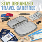 BOACAY Travel Document Organizer with RFID, Family Passport Holder, Wallet for Women & Men, Portable & Waterproof Case for Cards, Boarding Pass, Money