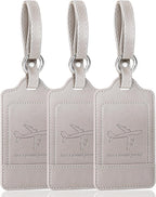 Teskyer Luggage Tags, 3 Pack Premium PU Leather Luggage Tags Privacy Protection Travel Bag Labels Suitcase Tags