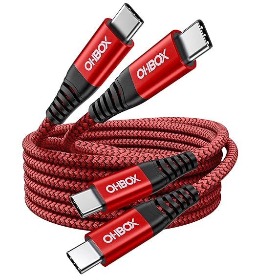 USB C to USB C Cable 60W [2Pack 10FT], USB Type C Fast Charging Cable for Car Durable Braided iPhone USB-C Cable USBC to USBC Cord for iPhone 17/16/15/Pro Max/Plus, Samsung Galaxy S23 and More-Red