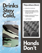 PartyPrints 200 Pack Camo Blank Can Cooler Sleeves, Customizable Bulk Insulated Foam for Beer, Collapsible Plain Drink Holder, Cold Soda Insulator, 12oz Regular, 16oz Tall Cans