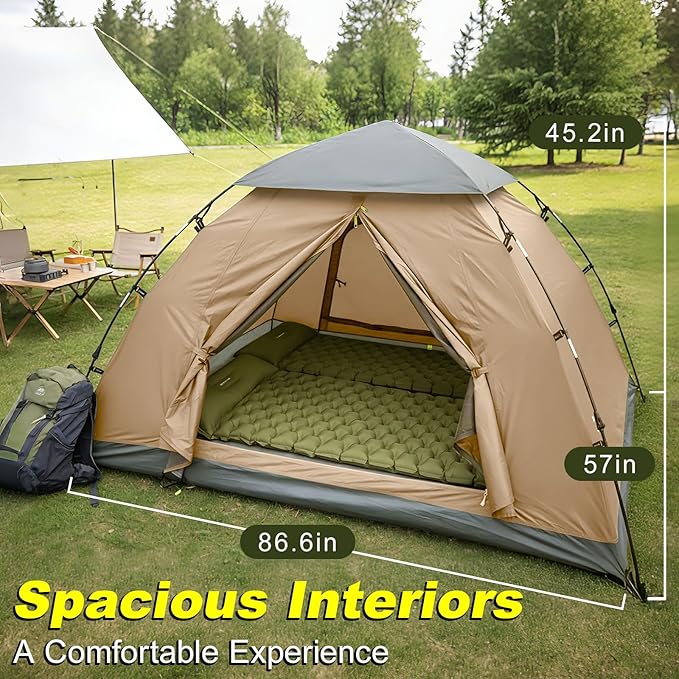 Camping Tent, 1/2 Person Tent, Lightweight Waterproof Backpacking Tent, 5-Minute Setup Outdoor Tent with Carry Bag, Ideal for Camping Hiking