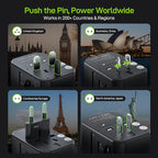 EPICKA Pulse 45W International Power Adapter, Universal Travel Adapter with PD Fast Charging, 5-Port (1 AC/2 USB-A/2 USB-C) European Travel Plug Adapter, Travel Essentials (Black)
