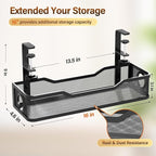 Under Desk Cable Management Large, Cinati 16" Cable Management Box for Table Thickness up to 3", Wire Cord Organizer with Clamp No Drill, No Damage to Desk (Black)