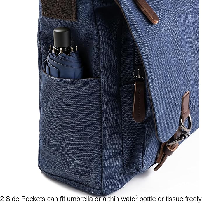 Evergoo Vintage Messenger Bag Unisex Shoulder Bags Canvas Satchel Cross Body Work Satchel Briefcase for 15.6 Inch Laptop
