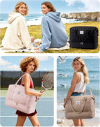 LOVEVOOK Travel Duffel Bag - Versatile Weekender Bag for Women, Puffer Carry On & Overnight Bag for Short Trips, Pink