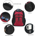 KROSER TSA Friendly Travel Laptop Backpack 18.4 inch XXXL Gaming Backpack Water-Repellent College Daypack Business Backpack with RFID Pockets & USB Port for Men/Women-Black/Red