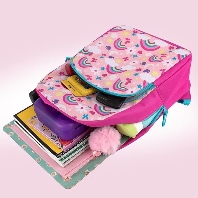 Trail maker 15 Inch Kids Backpacks for Boys & Girls | Preschool, Kindergarten, Elementary School Backpacks with Adjustable, Padded Straps (Radiant Rainbows)