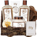 Gifts for Women and Men, Mothers Day Gift Basket for Mom, Bath and Body Gift Basket Set - 7Pcs Coconut Vanilla Spa Gift Basket Set | Christmas, Birthday, Gifts for Mom, Gift for Mom and Dad