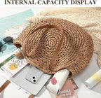 Trifabricy Beach Bags for Women, Large Beach Bag, Woven Straw Tote Bags Waterproof, Weaving Swim Shopping Travel Bag
