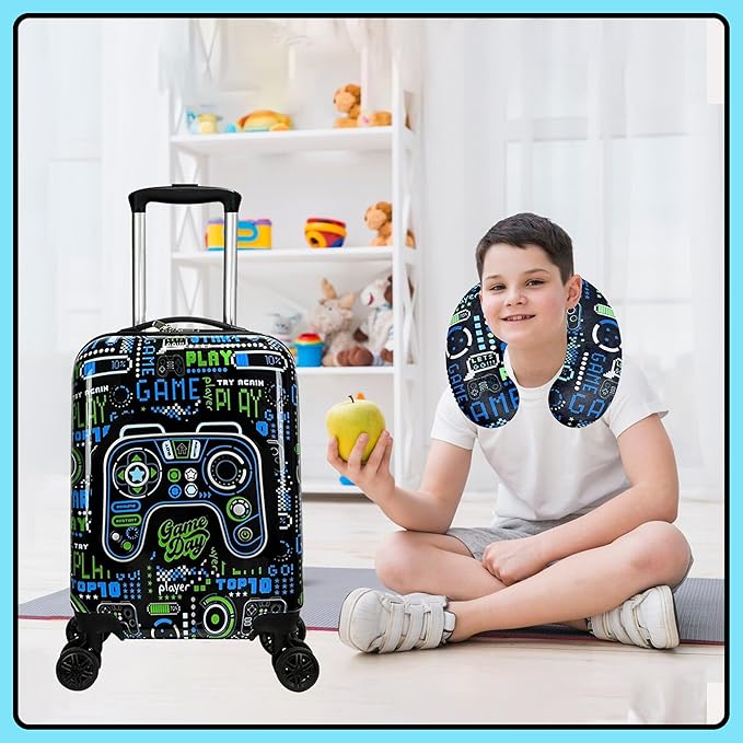 Kid’s Luggage Set 2 Piece Suitcase Set 16’’ Hardside Luggage with Spinner Wheels Girls Boys Carry on Luggage Travel Rolling Luggage Airline Approved
