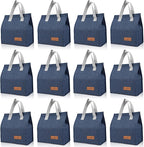 VZZNN 12 Pack Lunch Bags Bulk,Insulated Reusable Lunch Bags with Aluminum for Women Men,Leakproof Tote Large Lunch Box for Office,Work,Beach or Travel(Blue)