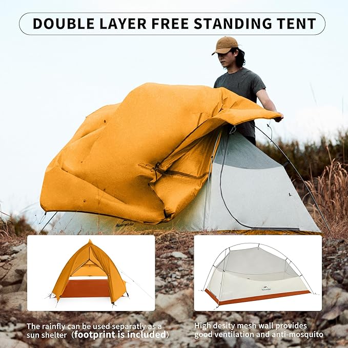 Naturehike Cloud Up Tent, Lightweight Backpacking Tents, Waterproof Ultralight Tent for Camping Hiking Backpacking