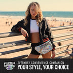 Holographic Fanny Pack Belt Bag | Waterproof Crossbody Bum Waist Pack - For Halloween, Rave, Hiking, Running, Travel (Silver)