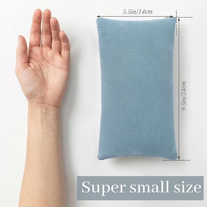 Marrywindix Tiny Pillow 2 Pack Small Decorative Pillow 9.5 x 5.5 in Tiny Travel Pillows Soft Pet Pillow for Camping Travel Sleeping Bed Sofa Neck Knee Wrist Support (Blue)
